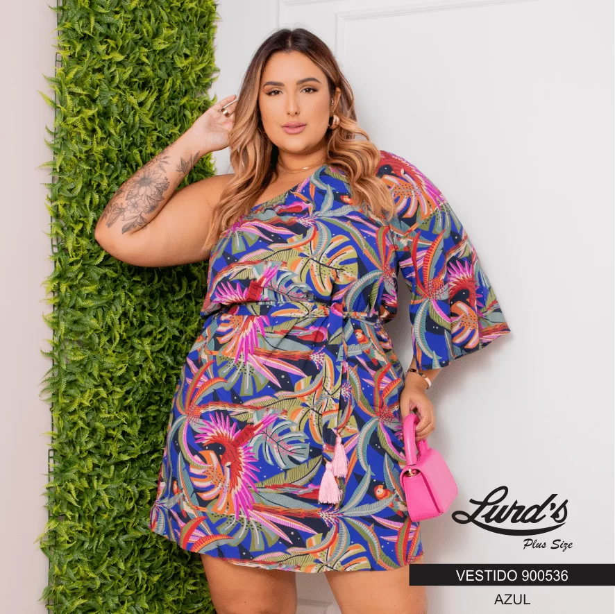 Vestido Plus Size Lux Curves Longo Manga Curta Azul - Lux Curves - Moda  Plus Size