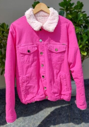 Jaqueta Feminina Plus Size Forrada com Pelinhos Ref 741012 Rosa