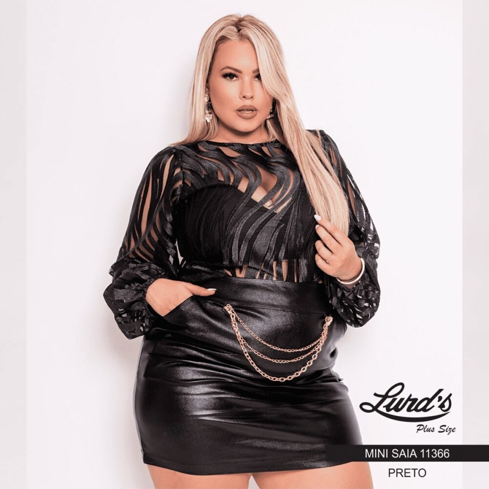 Mini Saia Plus Size Ref 11366 Preto - 48