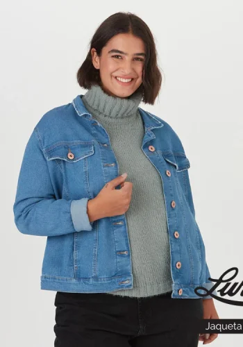 Jaqueta Feminina Plus Size Jeans - 48