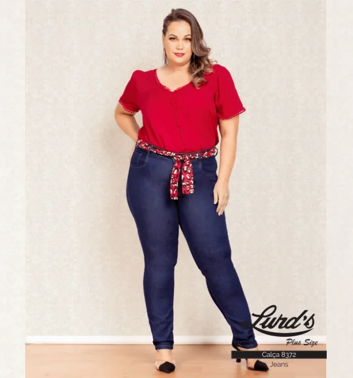 Calça Plus Size Ref 8372 Jeans Escuro