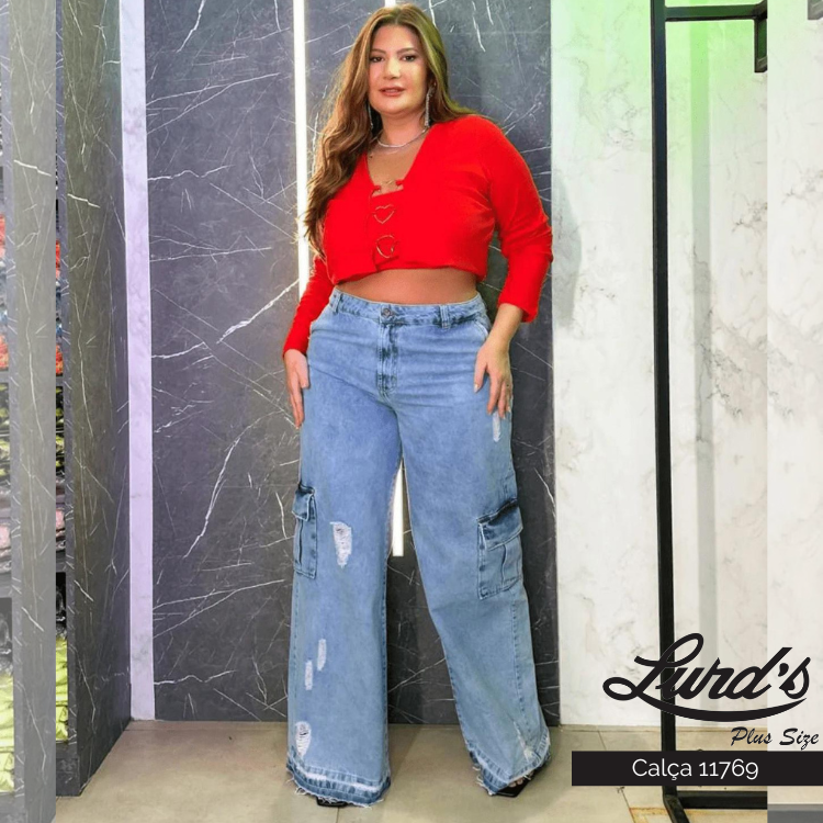 Calça Feminina Plus Size Wide Leg Jeans – LOJA LURDS PLUS SIZE