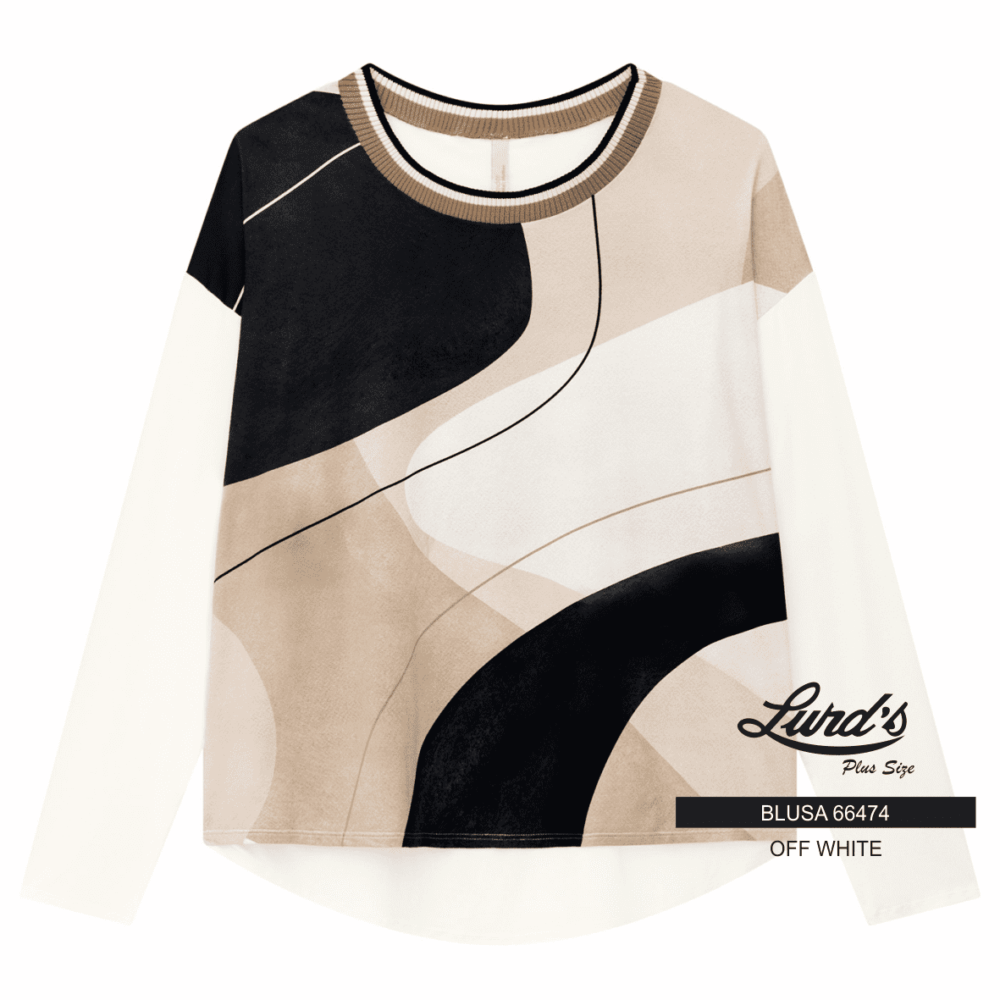 Blusa Feminina Plus Size Manga Longa Off White Ref 66474 - 54