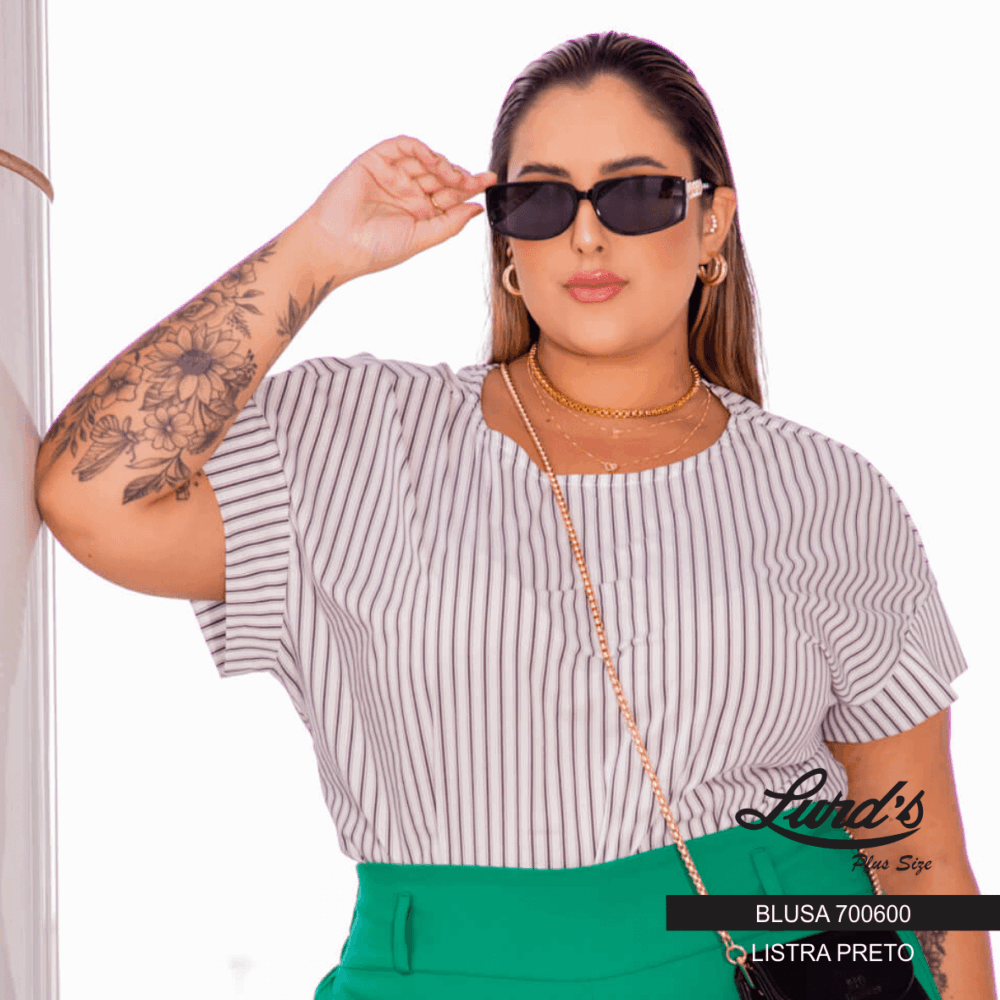 Blusa Feminina Plus Size Manga Curta Ref 700600 - 50