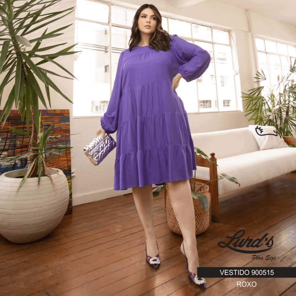 Alternative view of Vestido Plus Size Manga Longa Ref 900515 Roxo