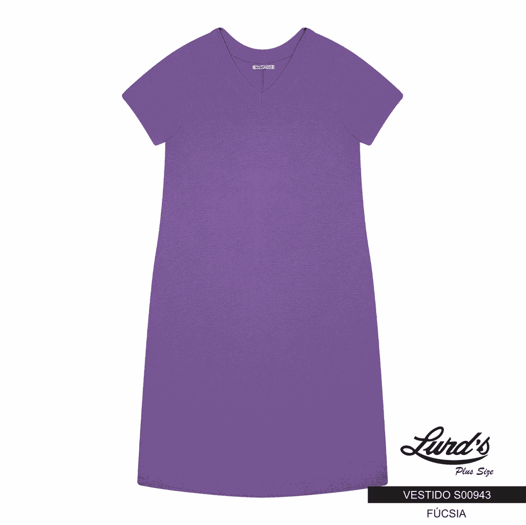 Vestido Mid Plus Size Manga Curta Ref S00943 Lilás - 52