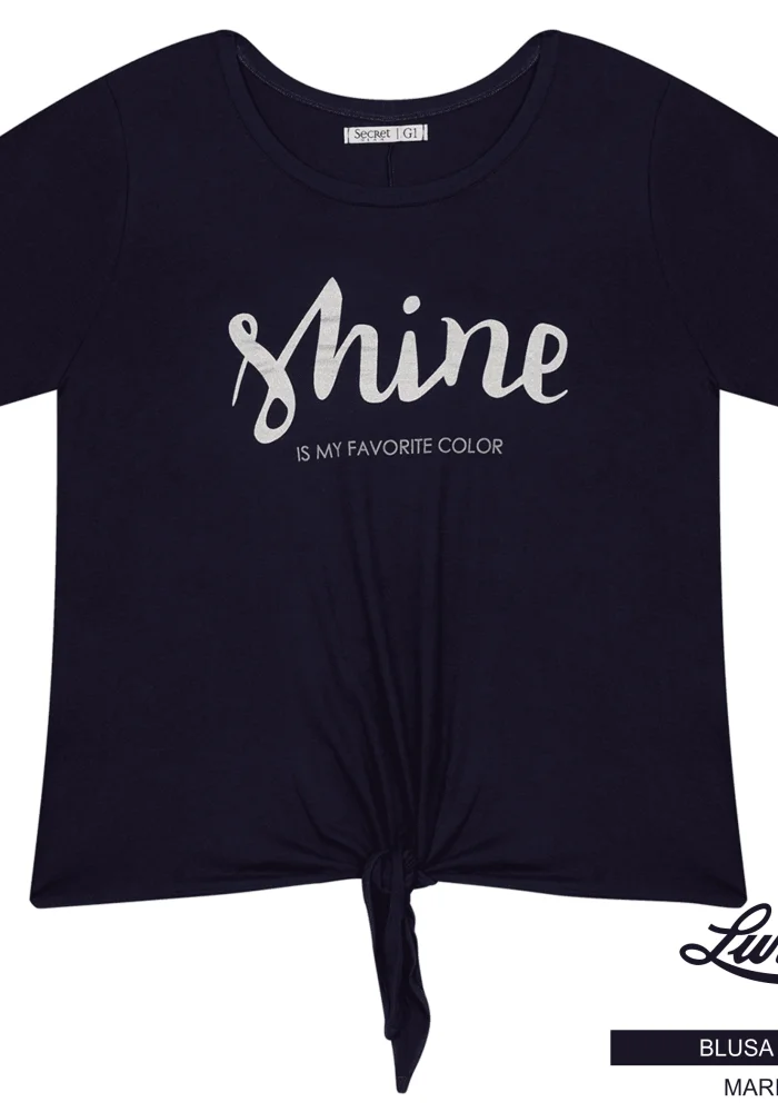 Blusa Feminina Plus Size Manga Curta Ref S01162 Marinho - 46