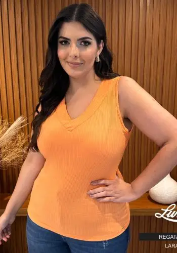 Regata Feminina Plus Size Ref 00407 Laranja - 46