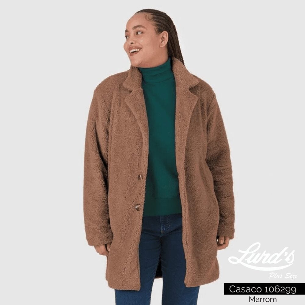 Casaco Feminino Plus Size Marrom - 52