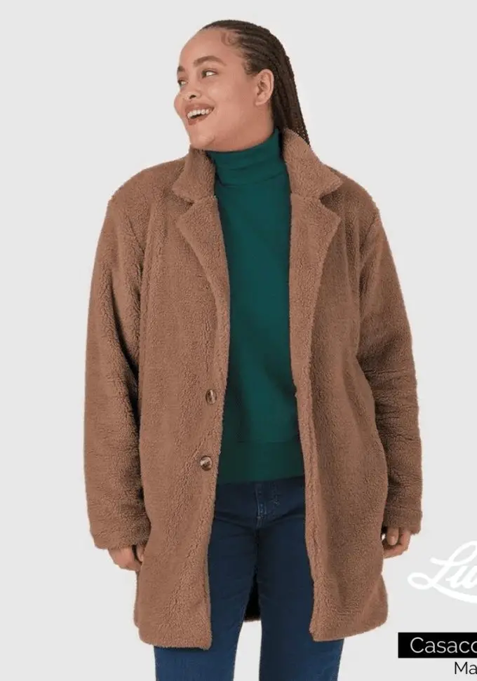 Casaco Feminino Plus Size Marrom - 52