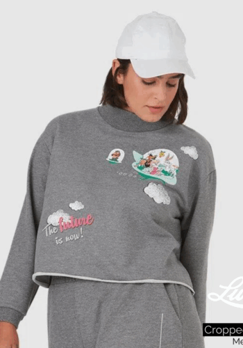 Cropped Feminino Plus Size Manga Longa Mescla - 48