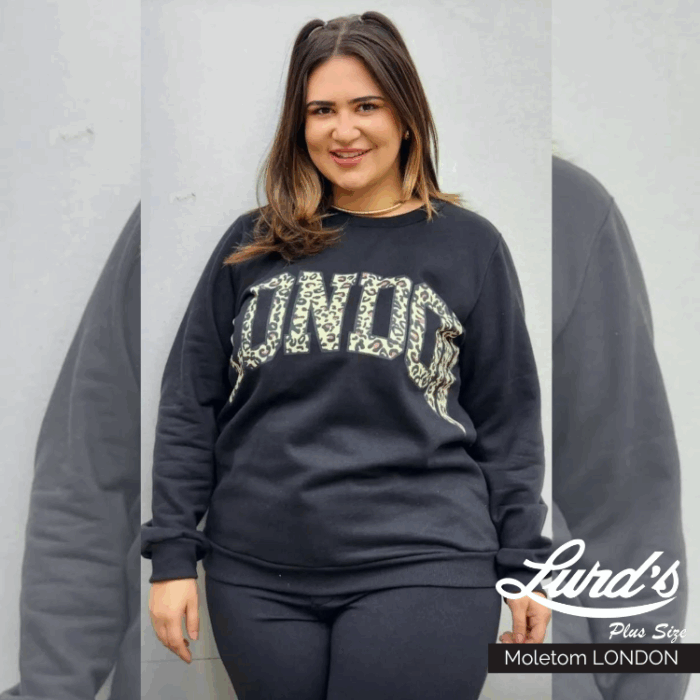 Blusão Moletom Feminino Plus Size Preto - 52