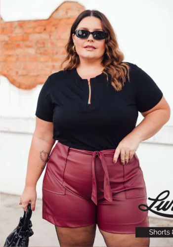 Shorts Feminino Plus Size Vinho