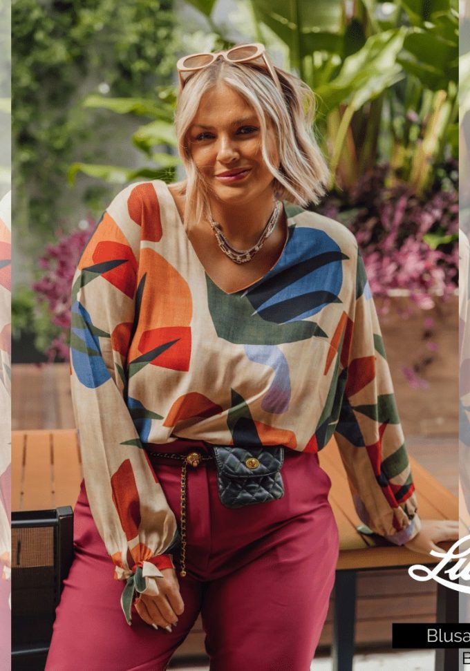 Blusa Feminina Plus Size Manga Longa - 54