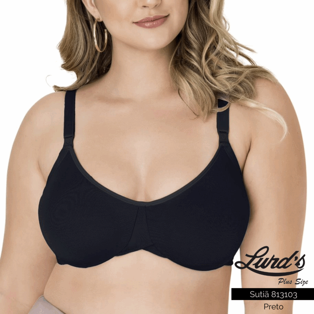 Sutiã Sem Bojo Feminino Plus Size Ref 813103 Preto - 50