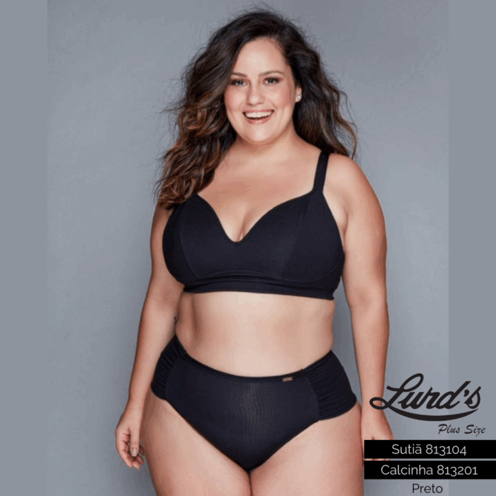 Sutiã Com Bojo Feminino Plus Size Ref 813104 Preto - 50