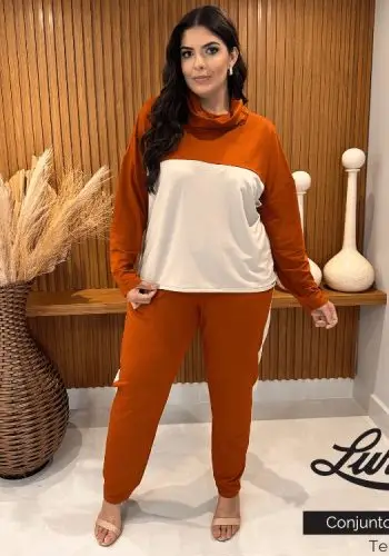 Conjunto Feminino Plus Size Calça + Blusa Telha