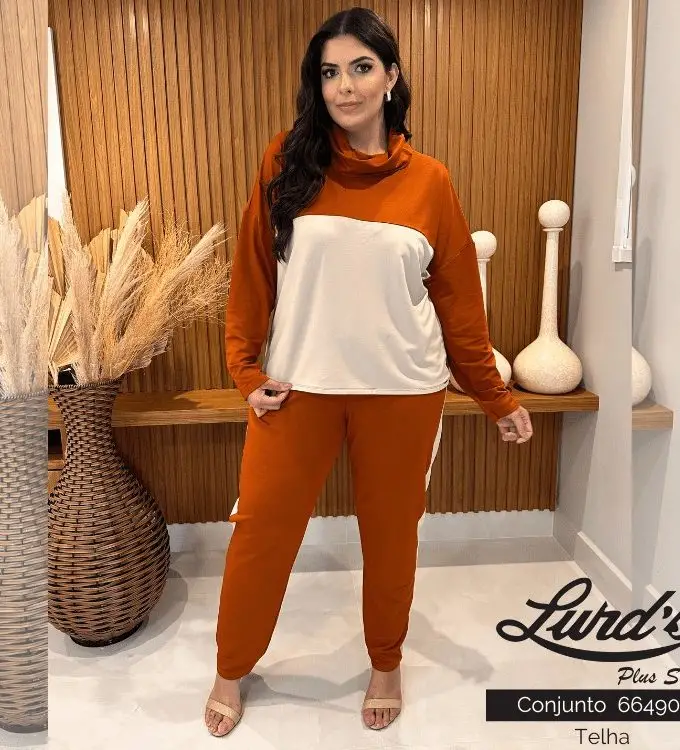Conjunto Feminino Plus Size Calça + Blusa Telha - 50