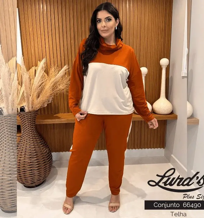 Conjunto Feminino Plus Size Calça + Blusa Telha - 50