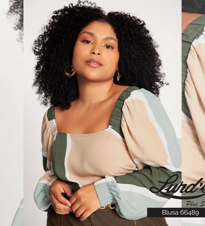 Blusa Feminina Plus Size Manga Longa Ref 66489 Verde - 46
