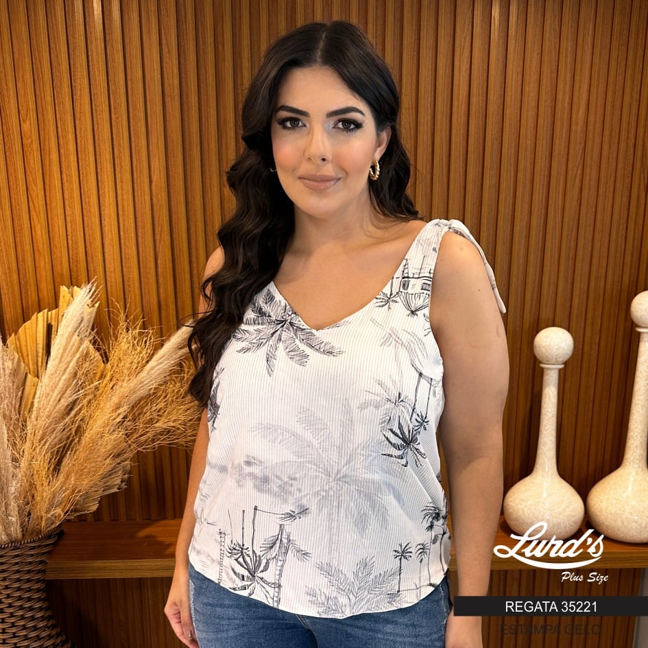 Regata Feminina Plus Size Ref 35221 Estampa Gelo - 48