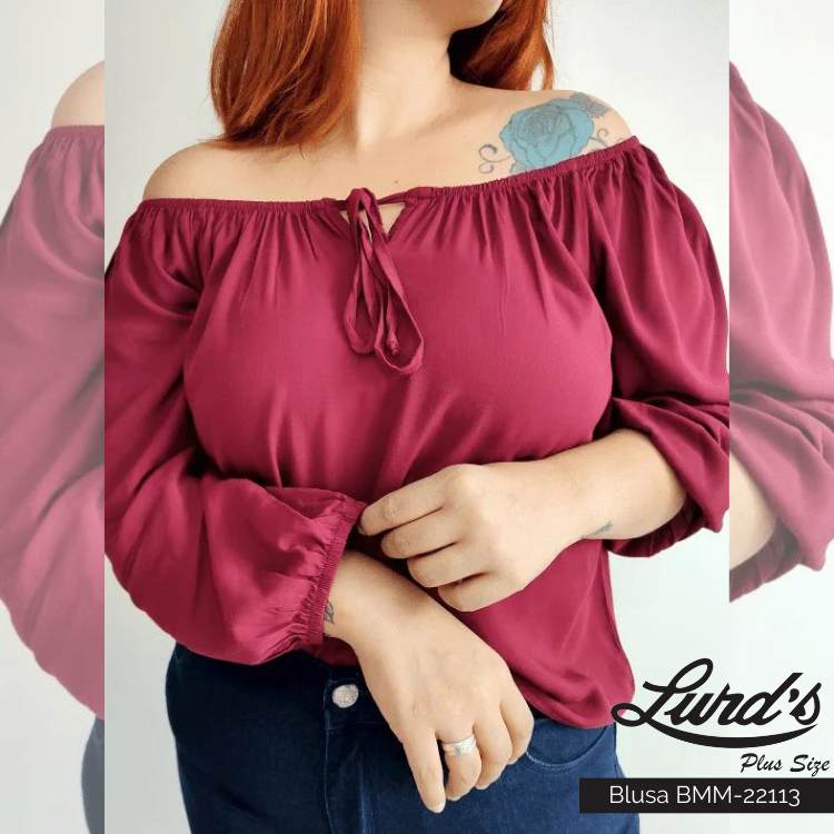Alternative view of Blusa Feminina Plus Size Manga 3/4 Vinho