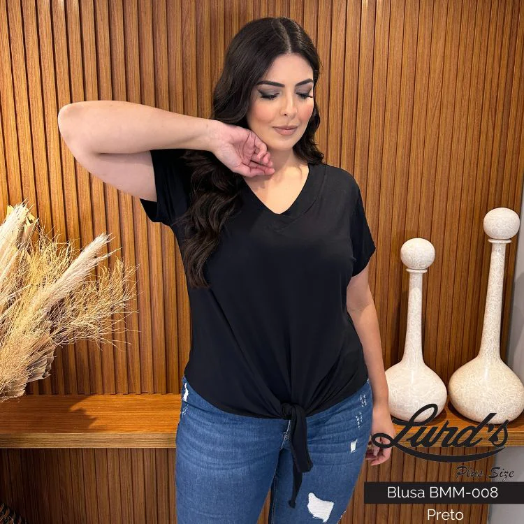 Alternative view of Blusa Feminina Manga Curta Ref BMM-008 Preto