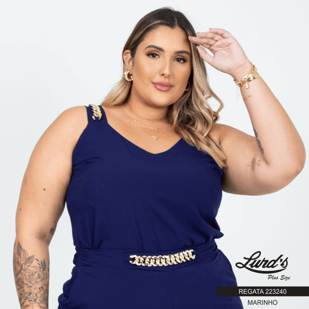 Regata Feminina Plus Size Ref 223240 Marinho - 60