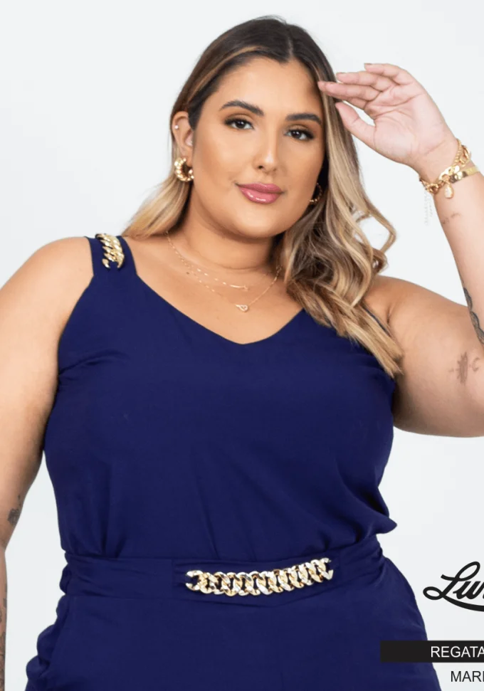 Regata Feminina Plus Size Ref 223240 Marinho - 58