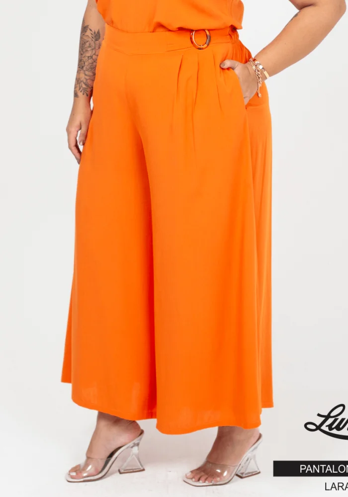 Calça Pantalona Plus Size Ref 223248 Laranja - 60