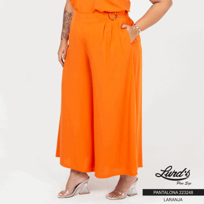 Calça Pantalona Plus Size Ref 223248 Laranja - 54