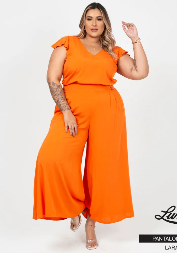 Calça Pantalona Plus Size Ref 223248 Laranja