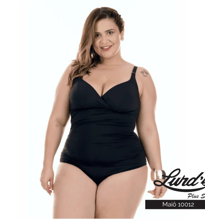 Maiô Plus Size Sem Bojo Ref 10012 Preto - 50