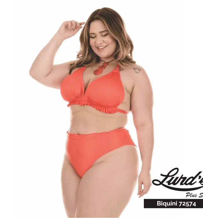 Conjunto Biquíni Plus Size Com Bojo Ref 72574 Laranja