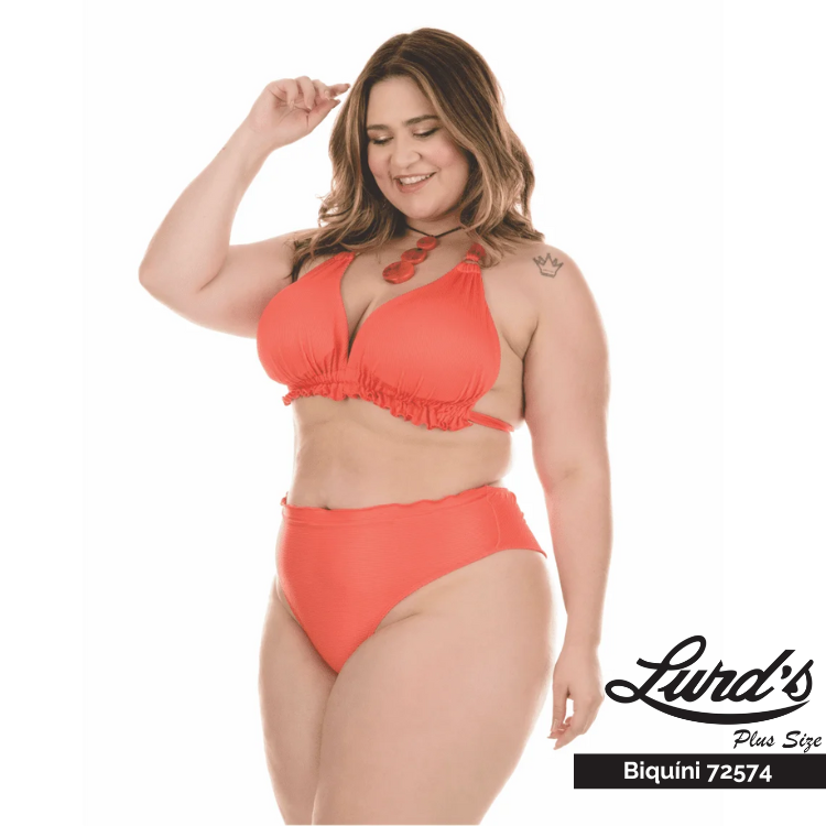 Conjunto Biquíni Plus Size Com Bojo Ref 72574 Laranja