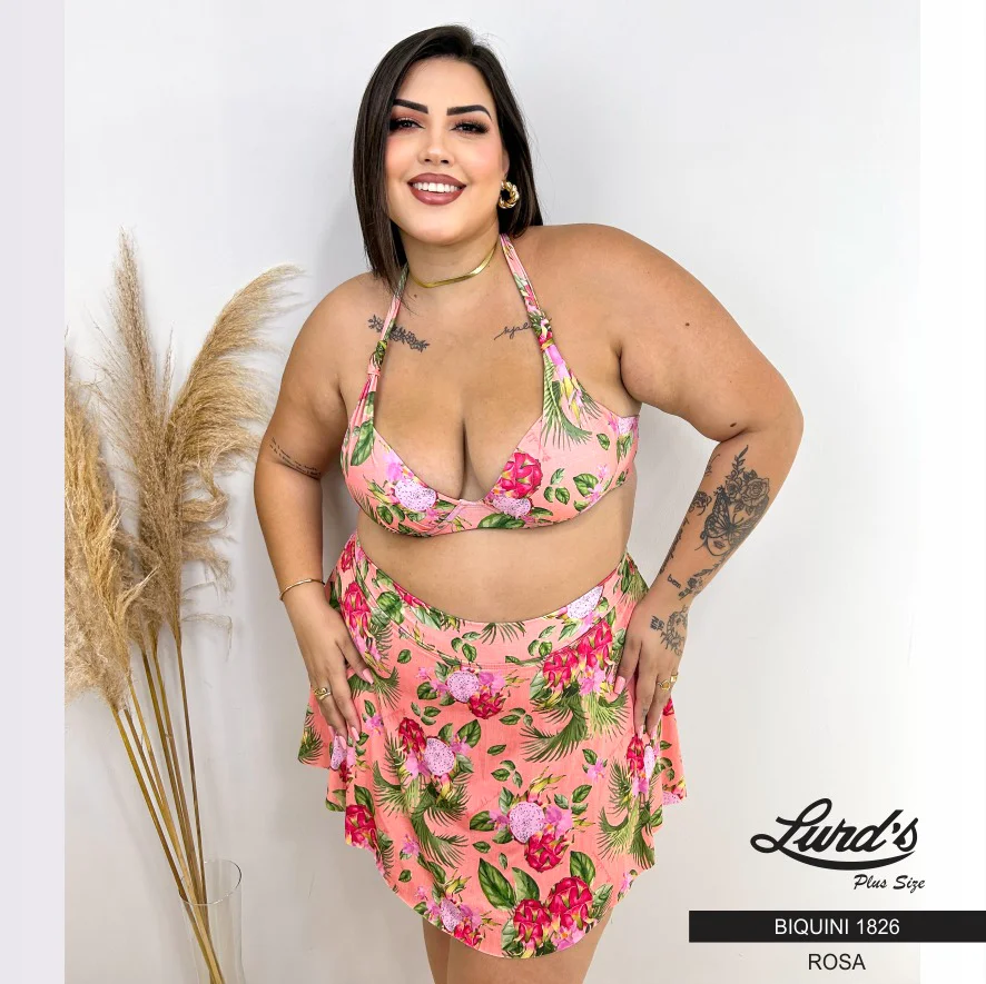 Biquíni Plus Size Com Saída Ref 1826 Rosa - 48