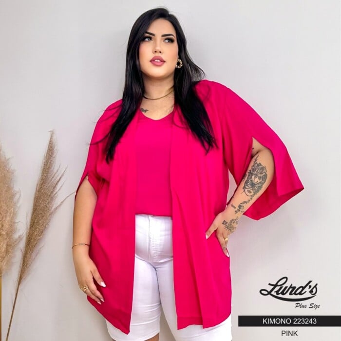 Kimono Feminino Plus Size Marrie Ref 223243 Pink - 52