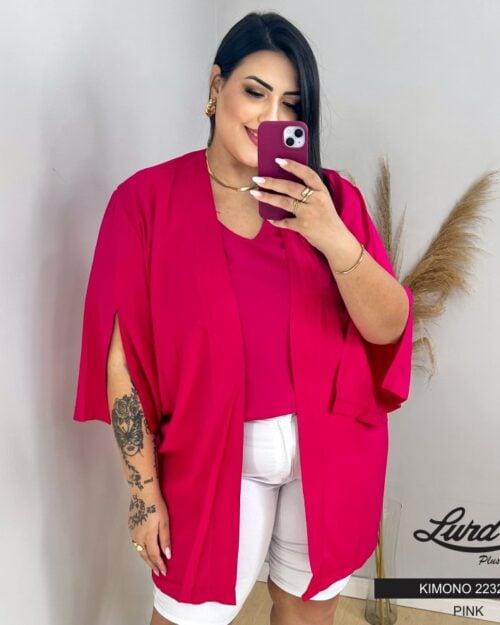 Alternative view of Kimono Feminino Plus Size Marrie Ref 223243 Pink