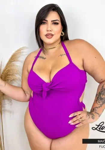 Maiô Plus Size Com Bojo Ref 175 Fucsia 