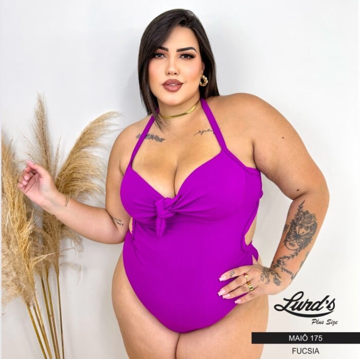 Maiô Plus Size Com Bojo Ref 175 Fucsia  - 46