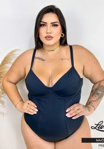 Maiô Plus Size Sem Bojo Ref 3240 Preto - 52