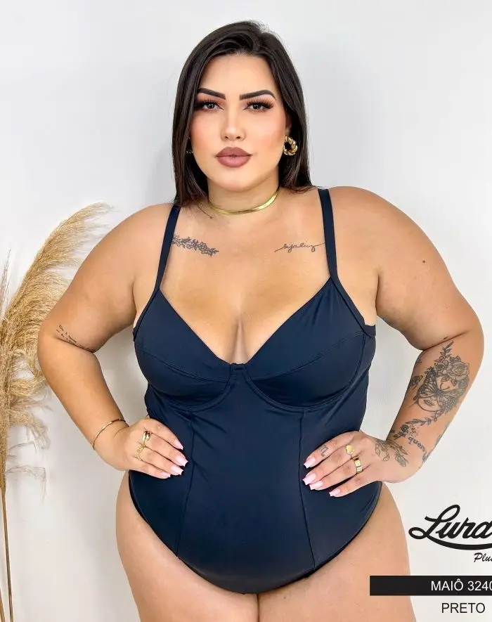 Maiô Plus Size Sem Bojo Ref 3240 Preto