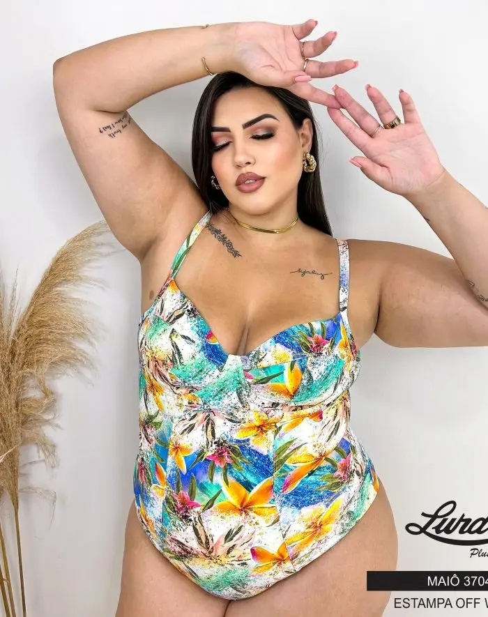 Maiô Plus Size Sem Bojo Ref 3704 Est Off White - 46