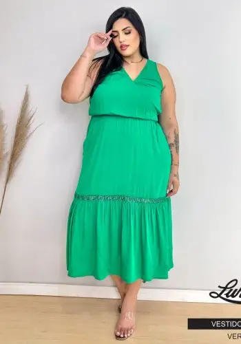 Vestido Mid Plus Size Marrie Ref 223263 Verde