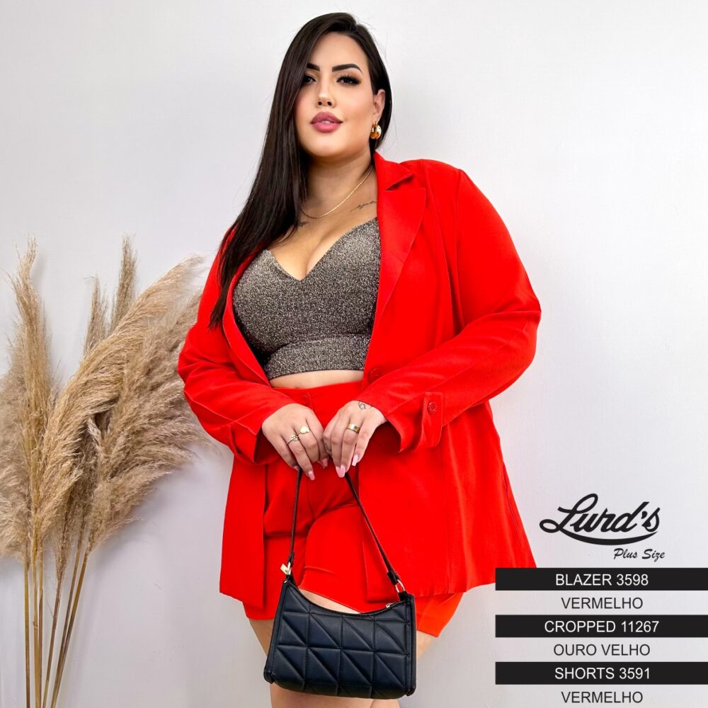 Blazer Feminino Plus Size Ref 3598 Vermelho - 50
