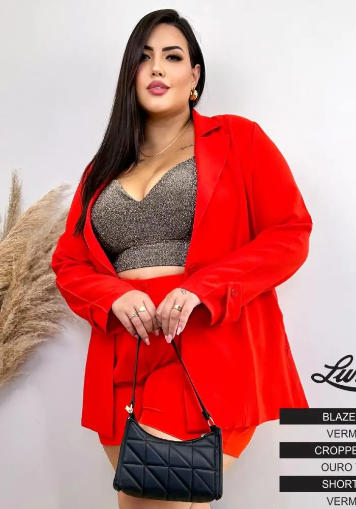 Blazer Feminino Plus Size Ref 3598 Vermelho - 48
