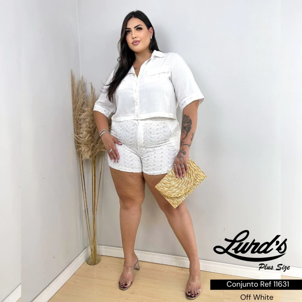 Alternative view of Conjunto Plus Size Shorts + Cropped Ref 11631 Off White