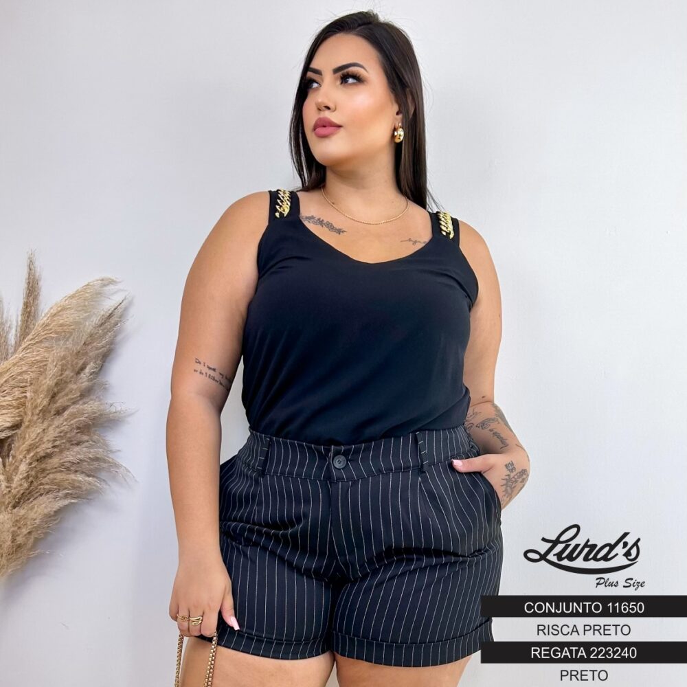 Regata Feminina Plus Size Ref 223240 Preto  - 56