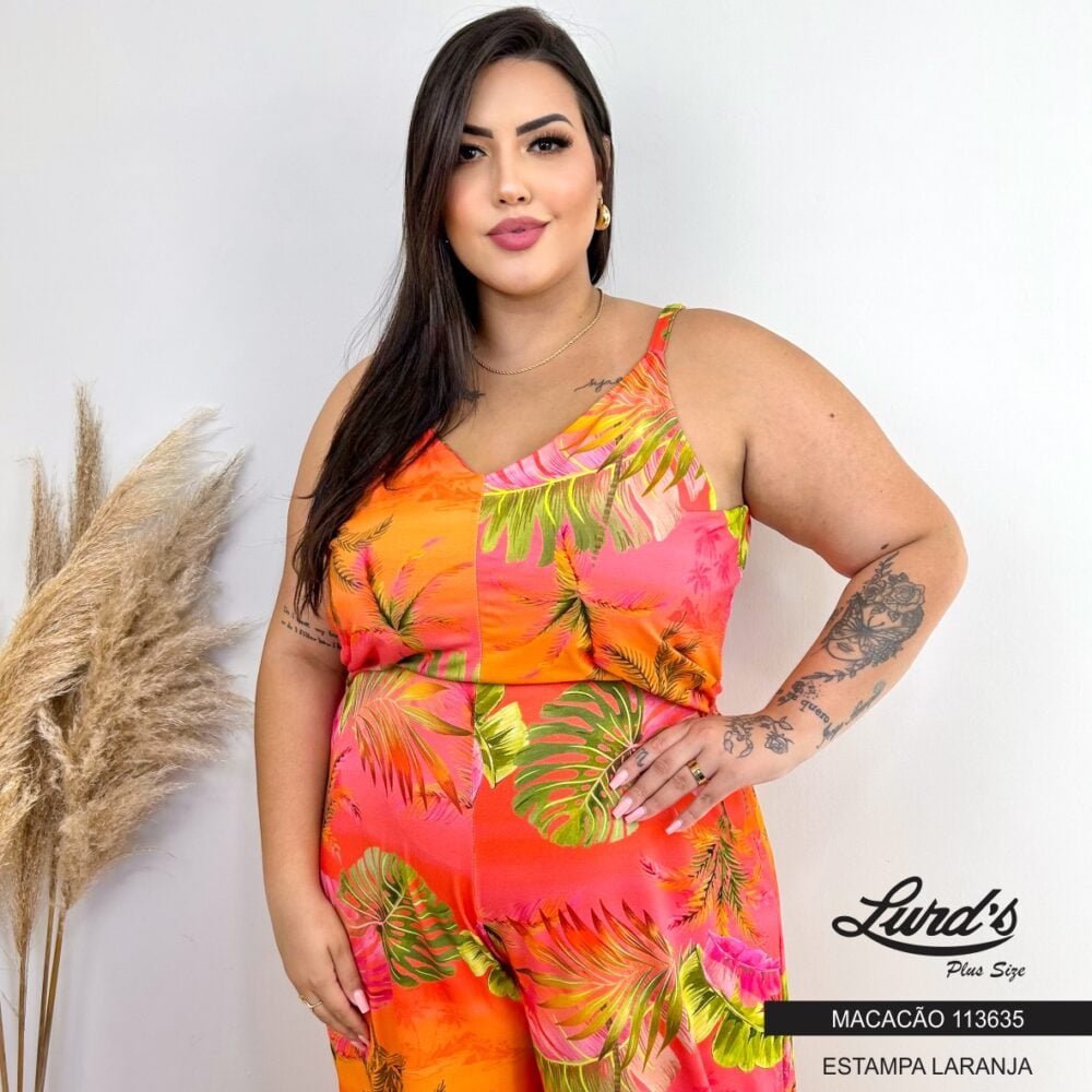 Alternative view of Macacão Longo Feminino Plus Size Ref 113635 Laranja