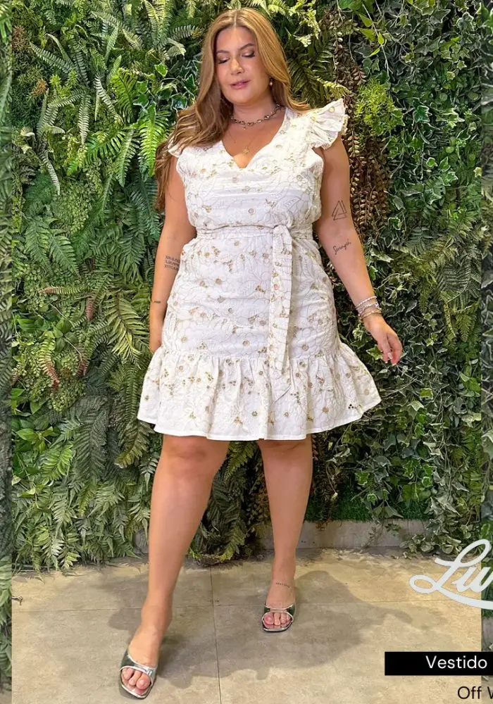 Vestido Plus Size Ref 11659 Off White  - 46